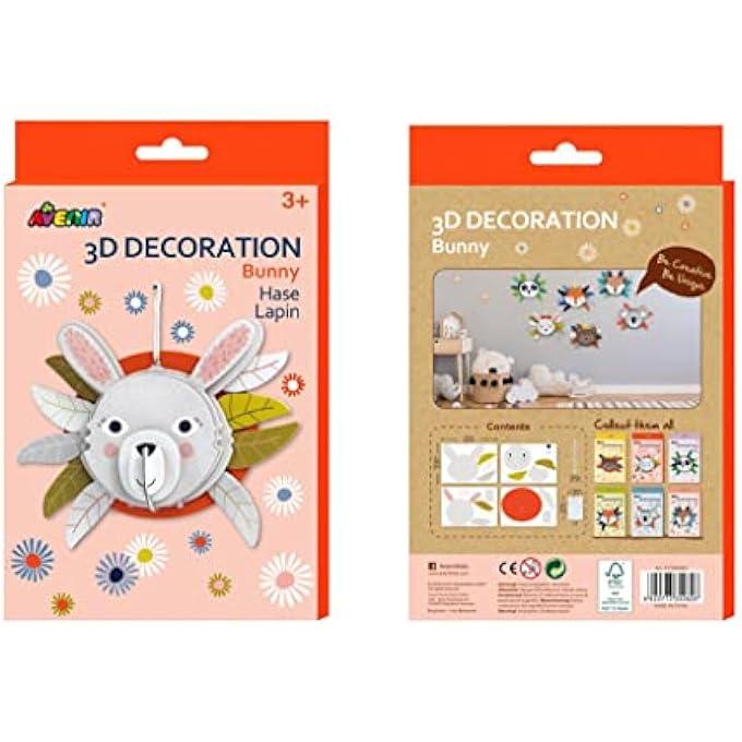 3D DECORATION - BUNNY KIT | TURN YOUR WALL INTO A ZOO! CREATE 3D DECORATIONS WITH PRE-CUT CARDBOARD PUZZLE PIECES | THOUGHTFUL AND CREATIVE GIFT OPTION FOR KIDS 3+ - Image 3